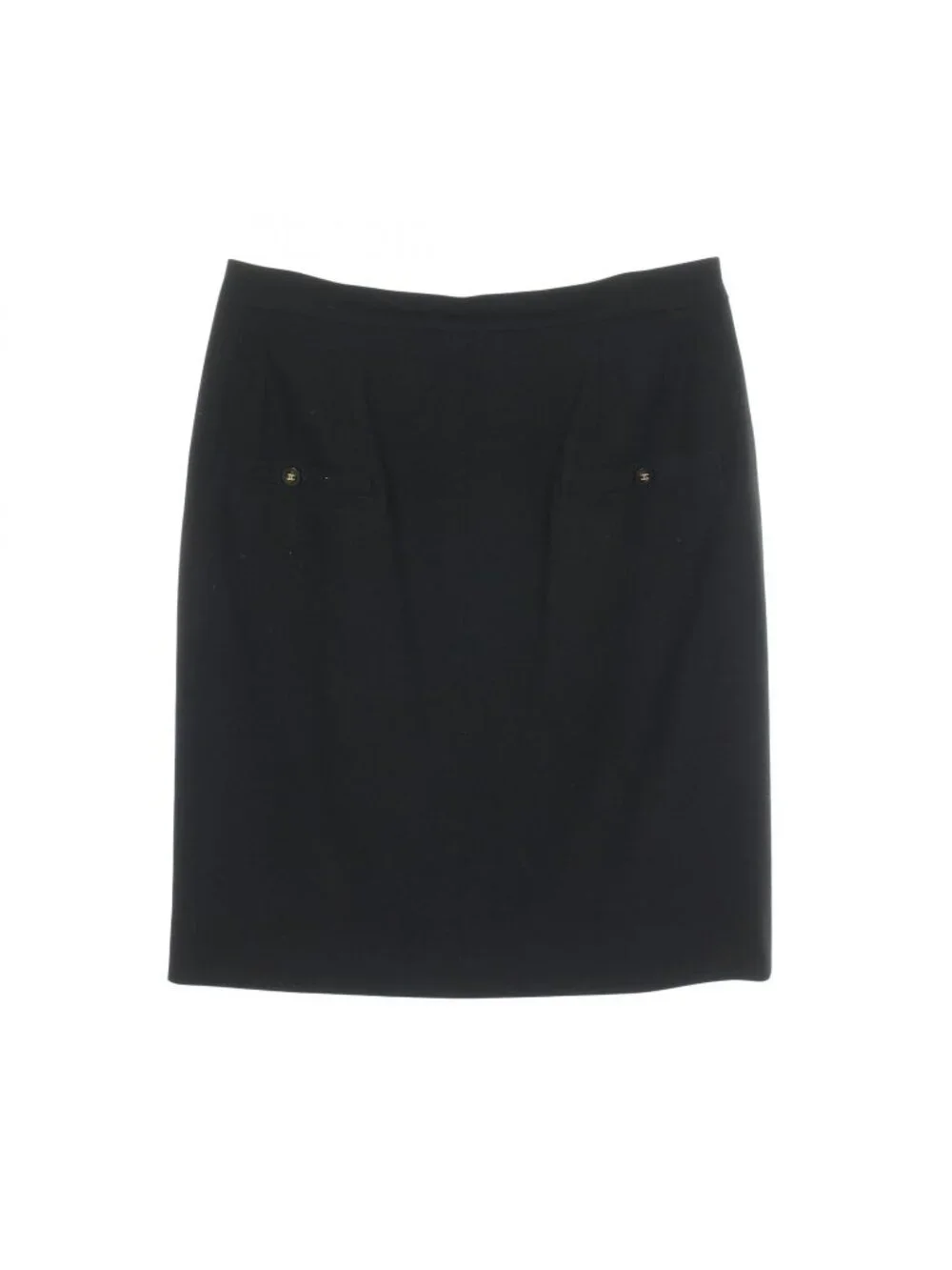 Chanel Skirt CC Logo Button BK Wool